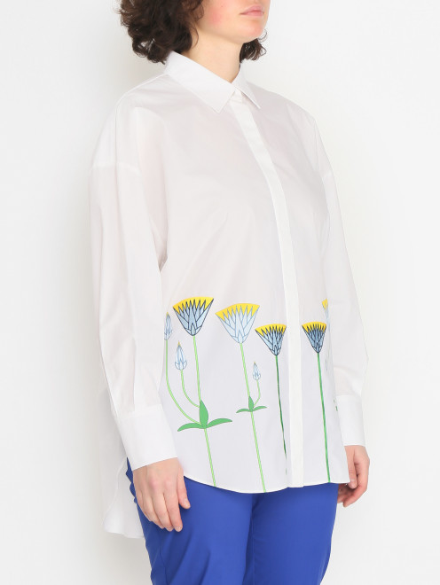 Рубашка из хлопка с вышивкой Marina Rinaldi - МодельВерхНиз