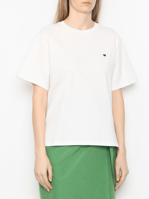 Однотонная футболка из хлопка с круглым вырезом Weekend Max Mara - МодельВерхНиз