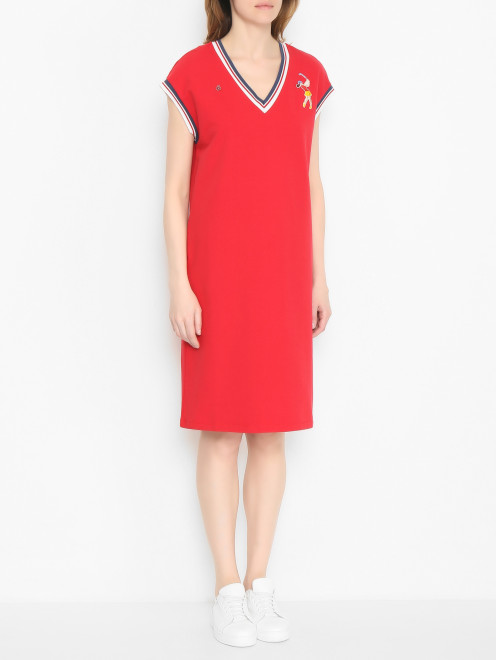 Трикотажное платье с V-образным вырезом BOSCO - МодельВерхНиз