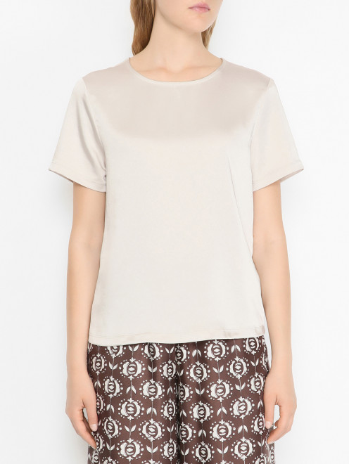 Атласный топ с короткими рукавами Weekend Max Mara - МодельВерхНиз