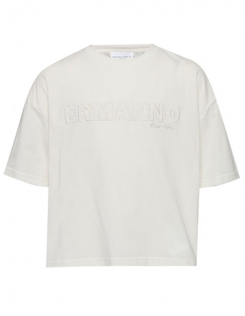 Футболка из хлопка с логотипом Ermanno Scervino Junior - Общий вид