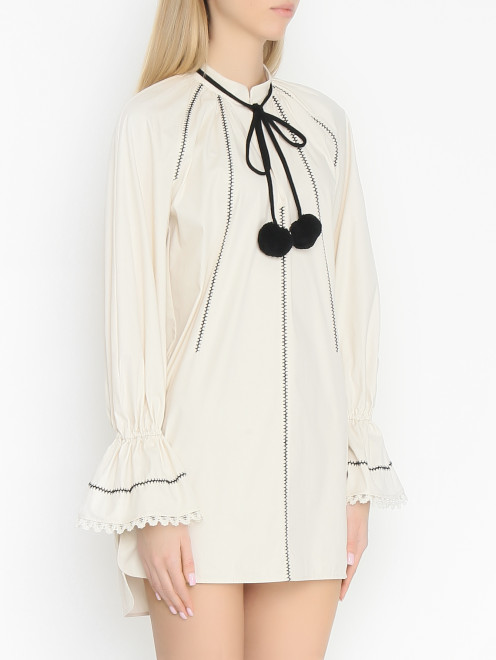 Платье из хлопка с контрастной вышивкой Max Mara - МодельВерхНиз