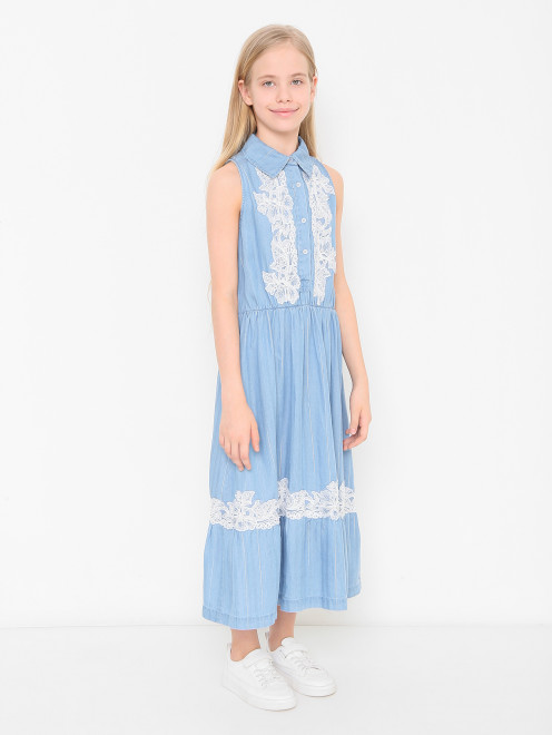 Платье миди с кружевом Ermanno Scervino Junior - МодельВерхНиз