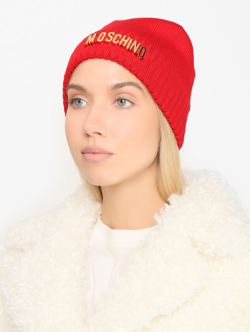 Шапка из шерсти с золотой фурнитурой Moschino - МодельОбщийВид