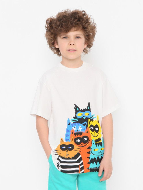 Футболка из хлопка с принтом Stella McCartney kids - МодельВерхНиз