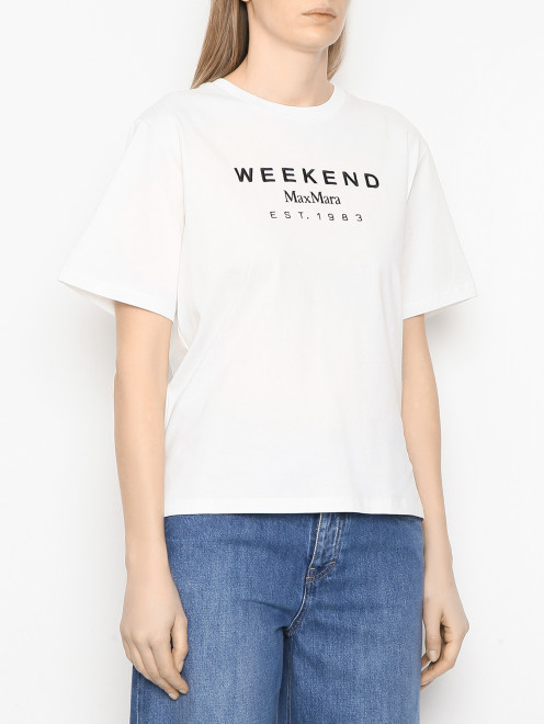 Футболка из хлопка с логотипом Weekend Max Mara - МодельВерхНиз