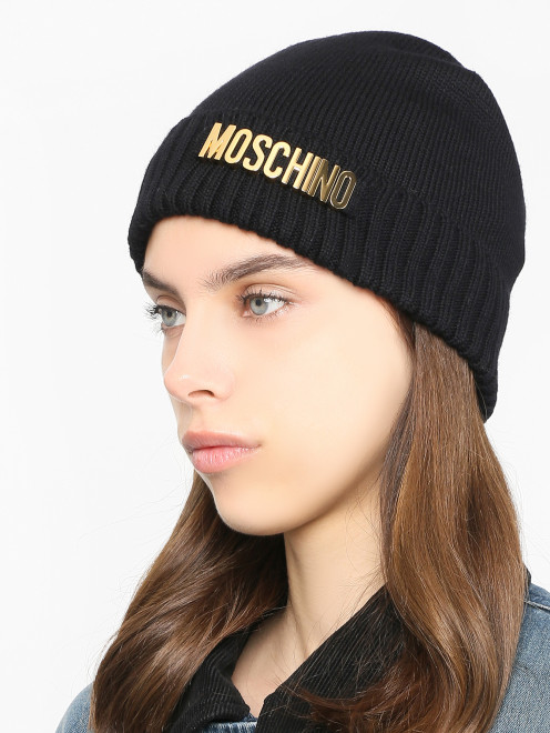 Шапка из шерсти с логотипом Moschino - МодельОбщийВид