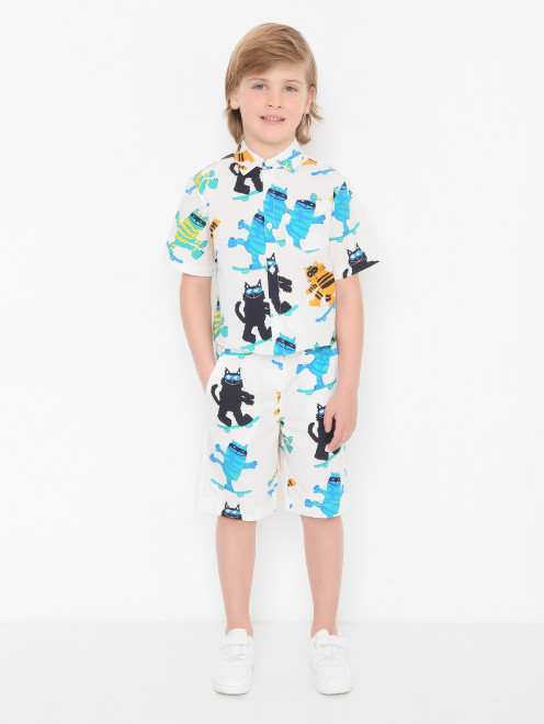 Шорты из хлпка с узором Stella McCartney kids - МодельОбщийВид