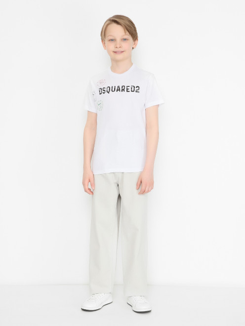 Футболка из хлопка с логотипом Dsquared2 - МодельОбщийВид