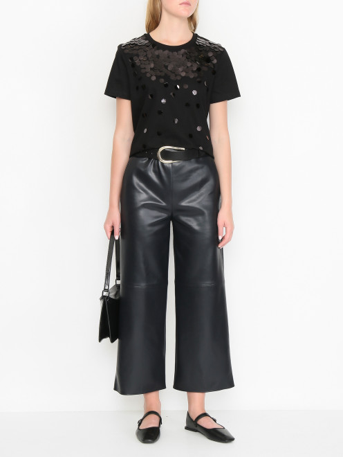 Футболка из хлопка с пайетками Max Mara - МодельОбщийВид