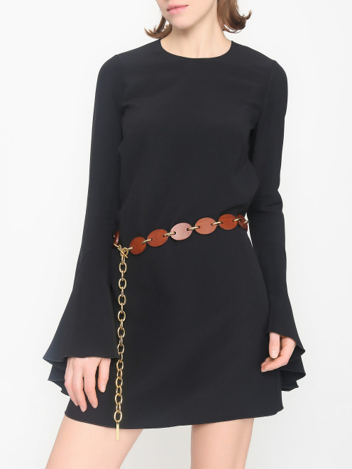 Комбинированный пояс из кожи и металла Alberta Ferretti - МодельОбщийВид