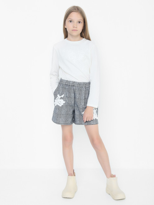 Лонгслив с вышивкой из хлопка Ermanno Scervino Junior - МодельОбщийВид