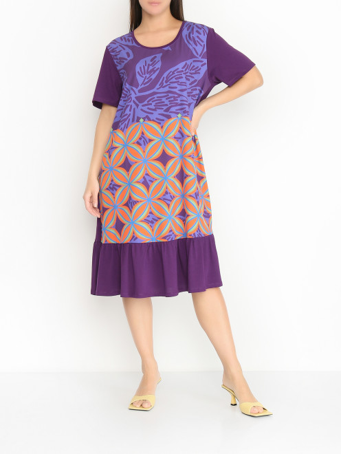 Платье с воланом и короткими рукавами Marina Rinaldi - МодельОбщийВид