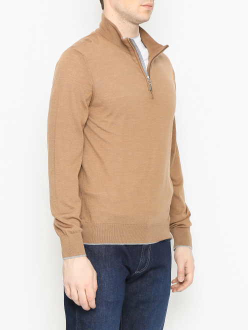 Кардиган с воротником на молнии, из шерсти и шелка Doriani Cashmere - МодельВерхНиз