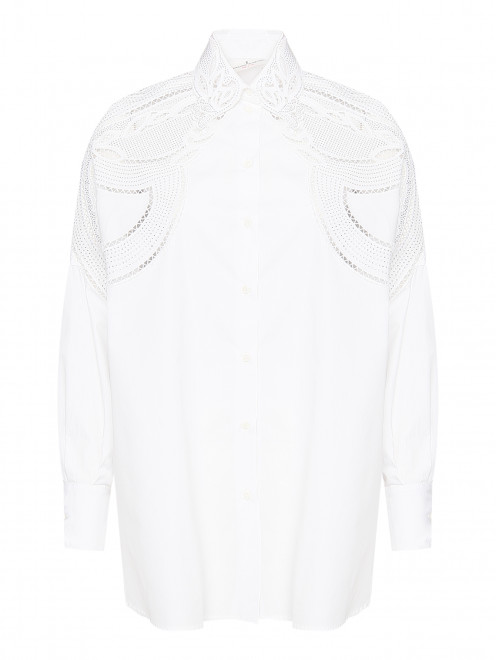 Блуза из хлопка с вышивкой и стразами Ermanno Scervino - Общий вид