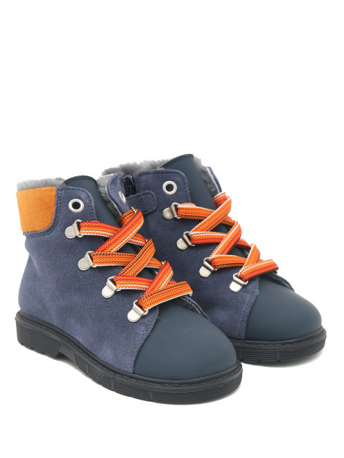 Утепленные ботинки из замши на шнурках Zecchino d`Oro - Общий вид
