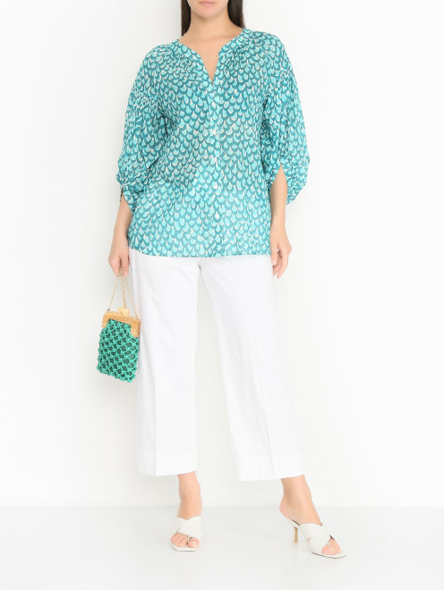 Блуза из хлопка с узором Marina Rinaldi - МодельОбщийВид