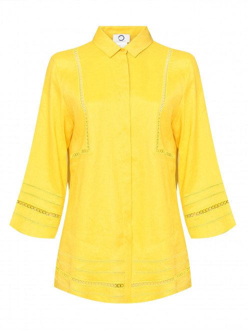 Однотонная рубашка из льна с вышивкой ришелье Marina Rinaldi - Общий вид