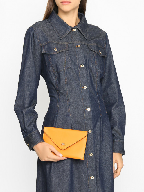 Клатч из гладкой кожи с логотипом Etro - МодельВерхНиз