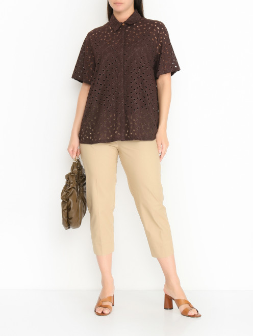 Хлопковая блуза с вышивкой Marina Rinaldi - МодельОбщийВид