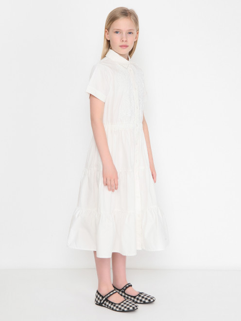 Платье из хлопка с вышивкой Ermanno Scervino Junior - МодельВерхНиз