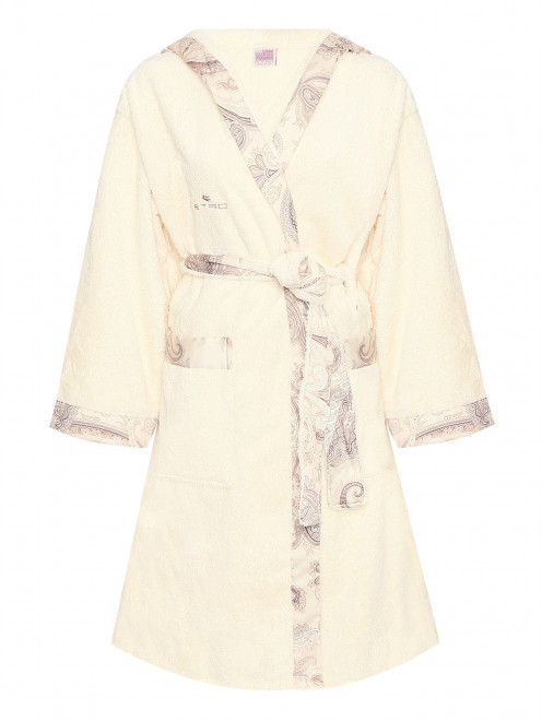 Удлиненный халат из хлопка с поясом и капюшоном Etro - Общий вид