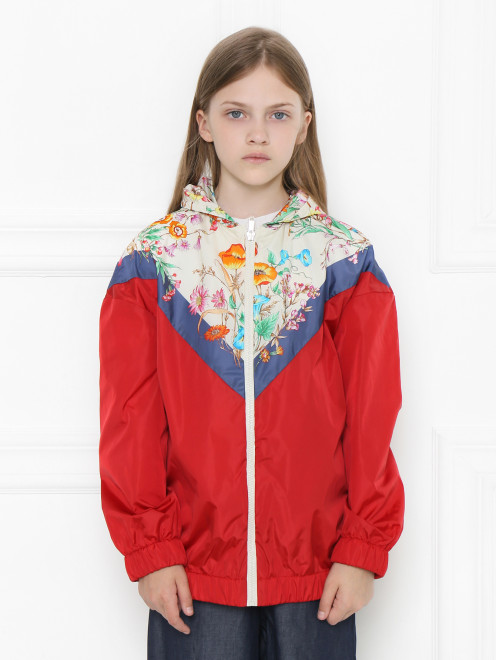 Куртка ветрозащитная с цветочным орнаментом Gucci - МодельВерхНиз