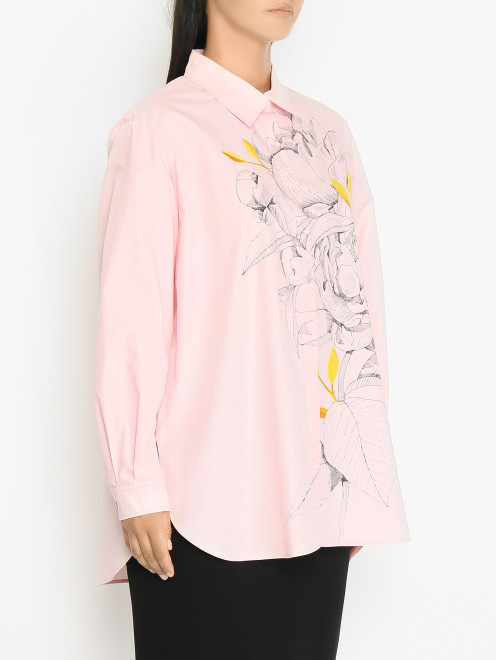 Рубашка из  хлопка с цветочным узором Marina Rinaldi - МодельВерхНиз