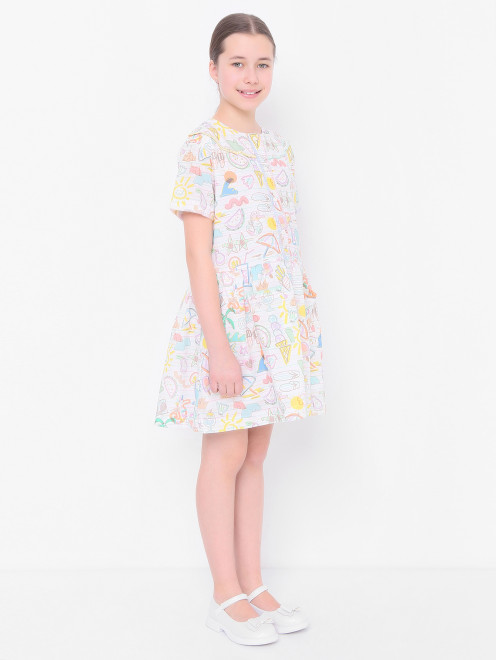 Платье из хлопка с узором Stella McCartney kids - МодельВерхНиз