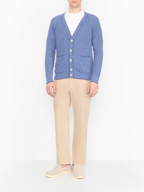 Кардиган на пуговицах из хлопка Piacenza Cashmere 1733 - МодельОбщийВид