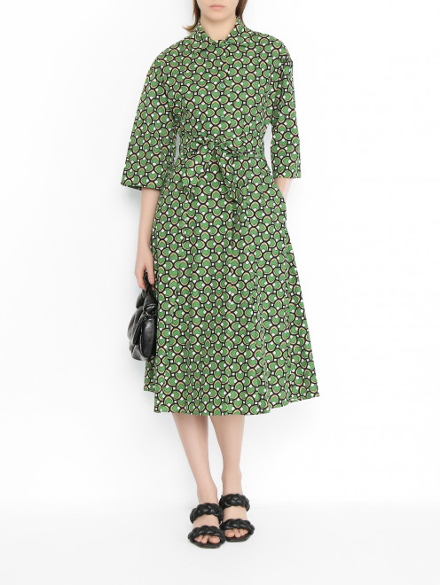 Платье из хлопка с узором Weekend Max Mara - МодельОбщийВид