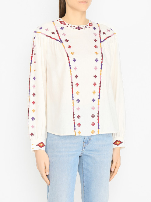 Блуза из хлопка с вышивкой Weekend Max Mara - МодельВерхНиз