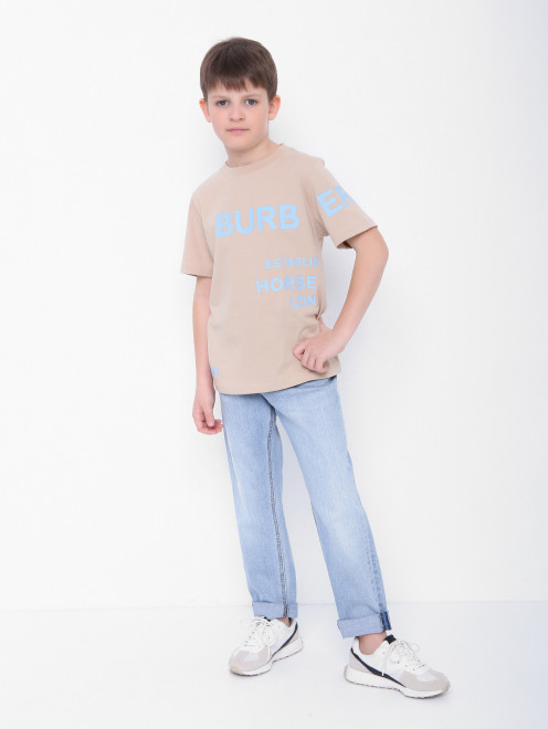Хлопковая футболка с принтом Burberry - МодельОбщийВид