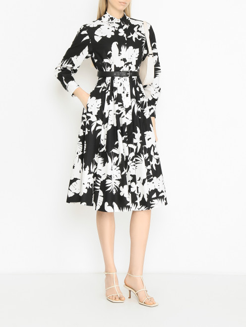 Платье из хлопка с узором и с ремнем Max Mara - МодельОбщийВид