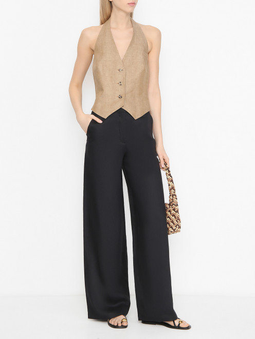 Широкие брюки из льна Max Mara - МодельОбщийВид