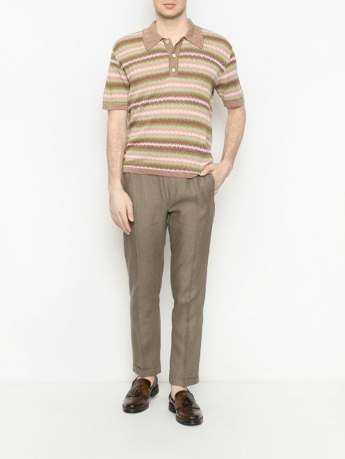 Прямые брюки с подворотами из льна Doriani Cashmere - МодельОбщийВид