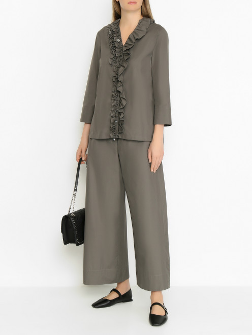 Хлопковая блуза с рюшами Max Mara - МодельОбщийВид