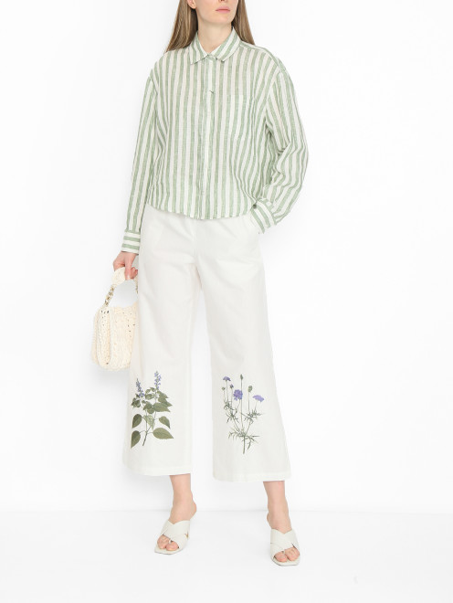 Укороченная рубашка из льна Weekend Max Mara - МодельОбщийВид