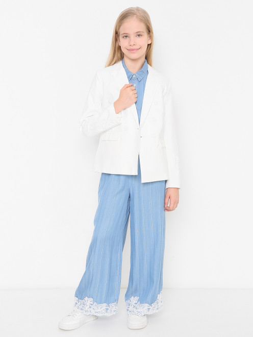 Жакет из хлопка с кружевом Ermanno Scervino Junior - МодельОбщийВид