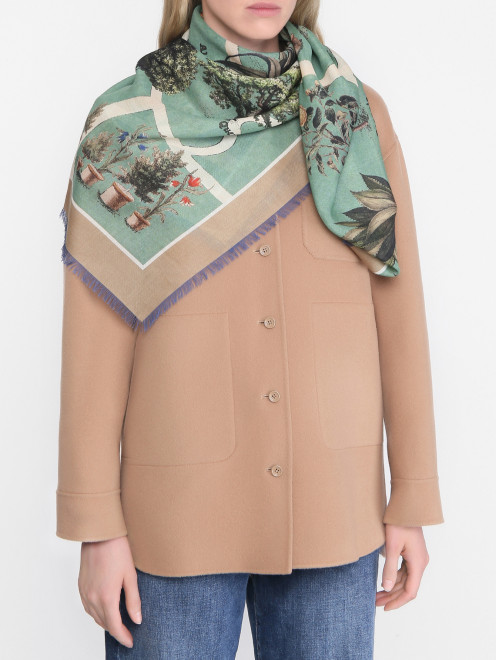 Платок из шерсти с узором Max Mara - МодельОбщийВид