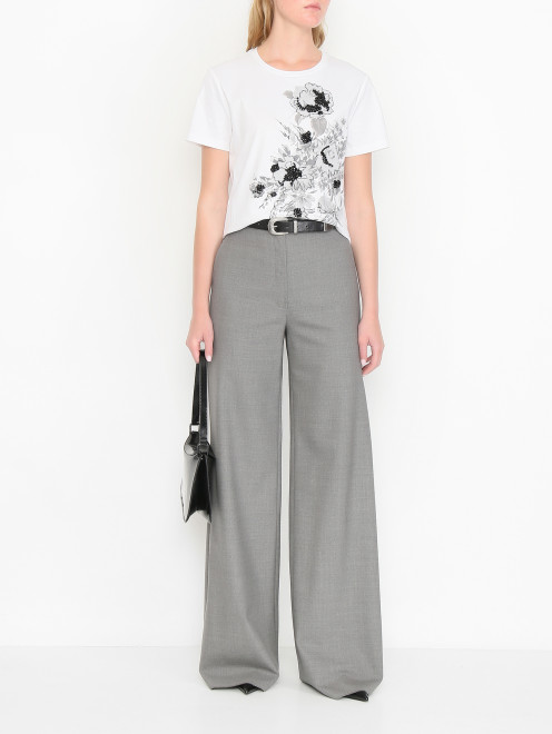 Футболка из хлопка с декором Max Mara - МодельОбщийВид