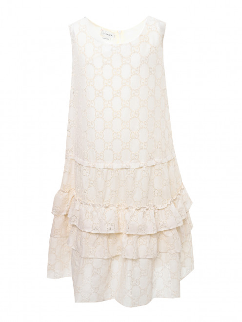Платье из фактурного хлопка с оборками Gucci - Общий вид