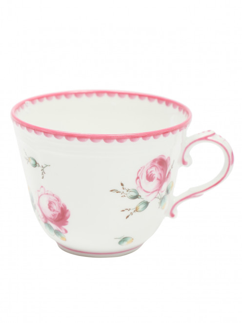 Чашка для кофе с узором цветы и фигурной окантовкой