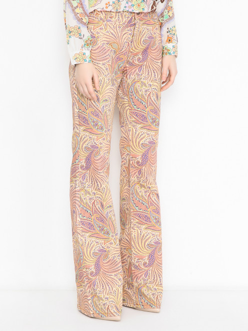 Джинсы из хлопка с узором Etro - МодельВерхНиз
