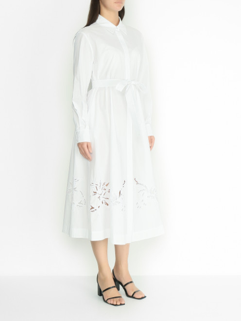Платье из хлопка с вышивкой Marina Rinaldi - МодельВерхНиз
