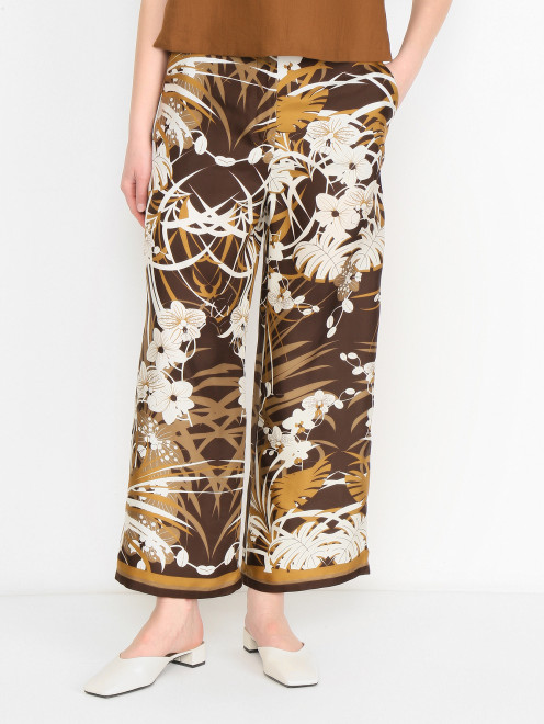 Укороченные брюки из шелка с узором Max Mara - МодельВерхНиз