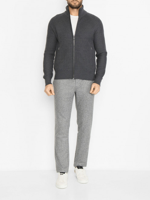 Кардиган из шерсти на молнии Piacenza Cashmere 1733 - МодельОбщийВид