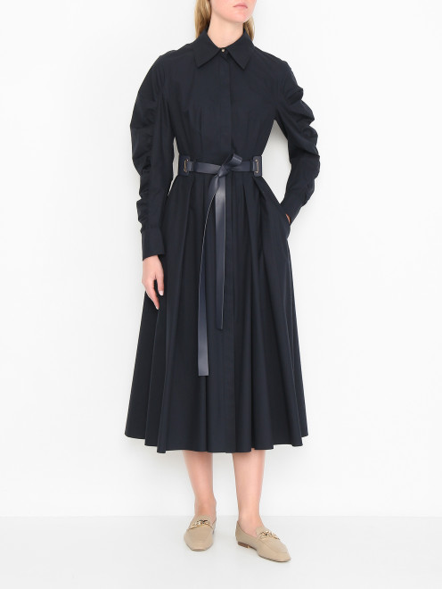 Платье из хлопка с поясом Max Mara - МодельВерхНиз