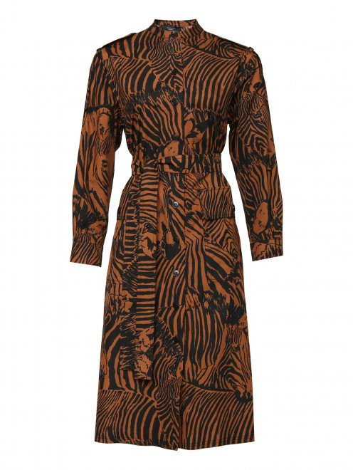 Платье в стиле сафари с карманами и поясом Weekend Max Mara - Общий вид