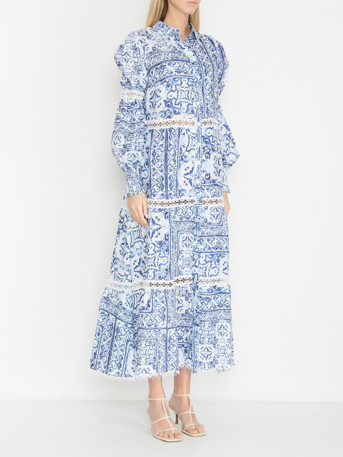 Платье-макси из льна с узором Positano Couture - МодельВерхНиз